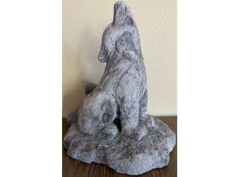 Lava Rock Wolf Sculpture -natural Color- By John Kessler, Ohio River Tribe