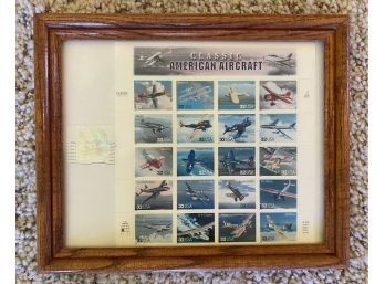 Framed Collection Of Classic American Aircraft Stamps, 11 X 9