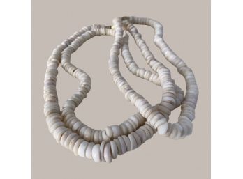 Three White Handmade Shell Necklaces