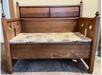 Beautiful Wooden Bench With Nice Details! Cushion Is Removable.