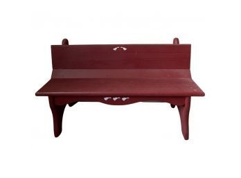 Adorable Red Childrens Bench With Hand Painted Duck Accents