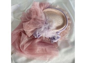 Elsie Massey Pink And Purple Hat With Feather Detail, Comes With Nice Hat Box