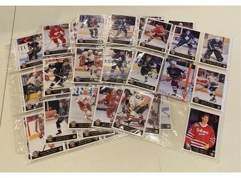 NHL Hockey Trading Cards. Six Binder Pages Of 1994 Classics From Calgary Flames, Toronto Maple Leafs And More