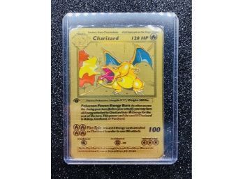 Pokemon CHARIZARD, GOLD, 4/102 First Edition Charizard Gold Metal Card, Edition 1