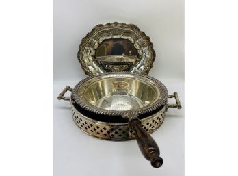 Three Piece Silver Plate Collection, Including Beautiful Tray