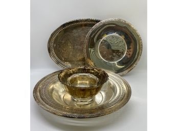 Silver Plate Platters And Bowls With Beautiful Detail By LUNT SILVER PLATE And More Brands