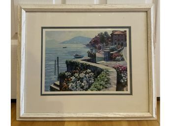 Print Of Coast With White Matte And White Wooden Frame