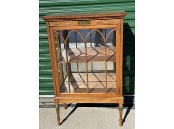 Gorgeous Antique Wood/glass Display Cabinet.  Floral And Trumpet Design