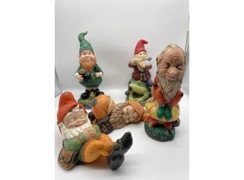 Collection Of Garden Gnomes! Leprechaun, Sitting On A Frog, And Sleeping Gnomes