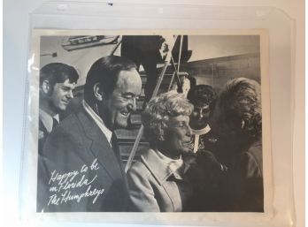 Paper Photo Of Florida Senator Humphrey And Family. Unauthentic Signature