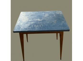 Simple, Midcentury Table With Blue Painted Top