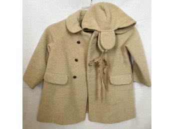 Vintage Silk-lined Childrens Coat With Matching Hat-READ