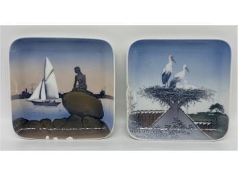 Set Of Nice Square Plates Made In Denmark. Has Chips, Sold In Current Condition