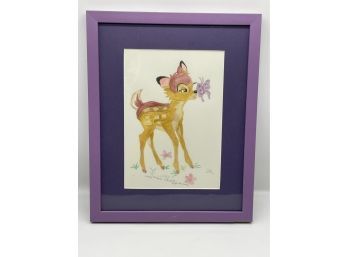 Adorable Bambi Watercolor Painting By May Jewell, 2006