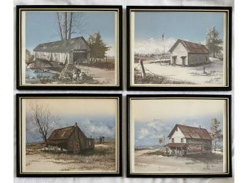 Set Of 4 Framed Prints By Huey J Theus, Series Of Old Building