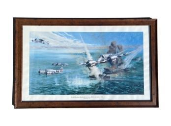 AMAZING Art Print By Ray Honisett, 1944, Beau-fighters Attacking Ship Off Norway In Wooden Frame