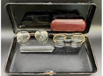 2 Pairs Antique Bifocals In Metal LIBERTY BOND BOX