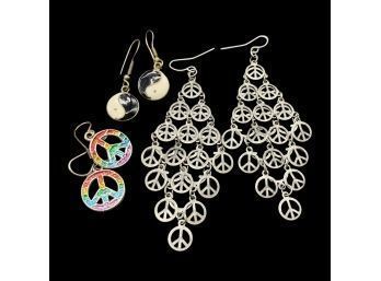 Cute Peace Sign And Yin Yang Earrings