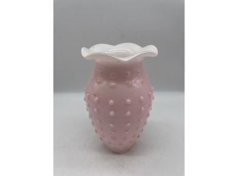 Pink And White Milk Glass Vase