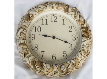 Nice Wicker Style Electric Wall Clock In Working Condition