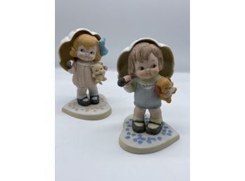 Dolly Dingle Series-showers Of Blessings And Let Love Reign- Porcelain Figurines. 1986.