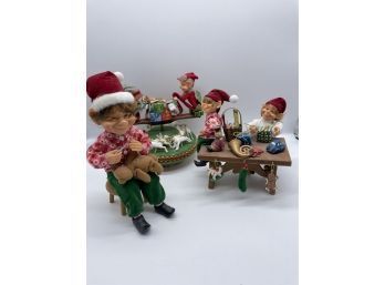 Karen Didion Original Christmas Elves Pixie Figurines And Elf On A Shelf Merry Go Round!