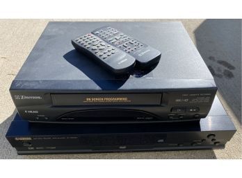 Emerson VHS Player And YAMAHA DVD Player With Remotes, Untested. DVD Player Does Not Have Power Cord!