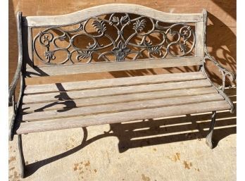 Rustic Wood And Metal Outdoor Bench!