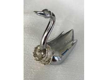 Feather And Leaf Rings With Lovely Swan Ring Holder