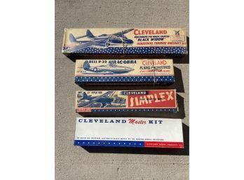 Cleveland Flight Engineered Model Airplane Kits. Black Widow, Air Cobra, Piper Cub, And Master Kit