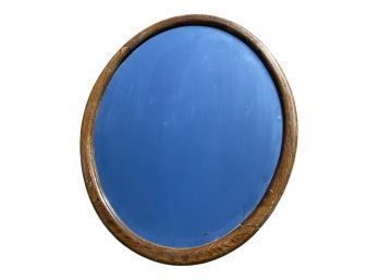 Antique Oval Mirror In Wooden Frame