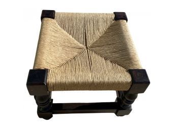 Wood Chair / Ottoman With Wicker Top