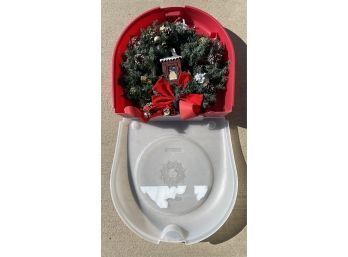 24 Inch Christmas Wreath In Protective Plastic Case