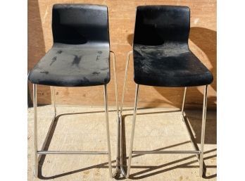 Two Modern Barstools With Black Seat