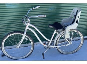 Phat Cycles Cruiser Bicycle With A Child Seat Attached. Adorable Pink Flower Design!