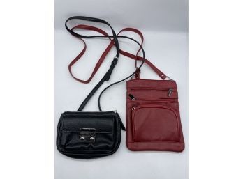 Lovely Dana Buchman Black Saddle Bag Purse And Red Cross Body Bag