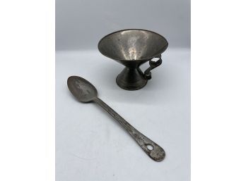 Rustic Metal Spoon And Aluminum Decor Bowl