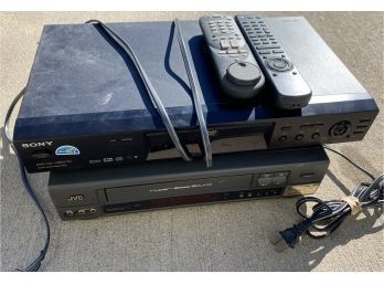 SONY DVD Player And JVC VHS Player With Remotes, Untested