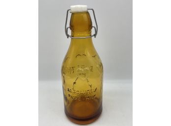 Vintage Amber Glass Absolutely Pure Milk Bottle With Swing Top