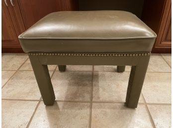 Army Green Vanity Stool With Gold Accent Studs