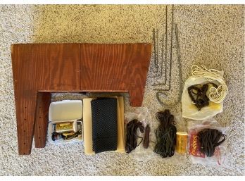 Crafting Supplies, Various Sizes Of Rubber Bands, Clips, Wooden Case, Etc