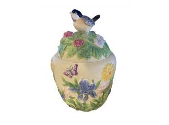 Harry And David Limited Edition Cookie Jar With Bird And Flower Designs.