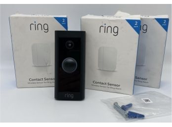 RING Doorbell Camera With Three Packs Of Contact Sensors