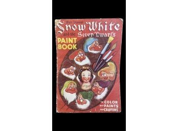 1939 DISNEY Snow White And The Seven Dwarfs Coloring Book, Partially Colored