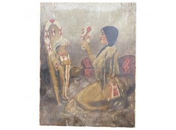 1914 Oil On Canvas, Native Mother And Child. No Frame. Signed By Artist