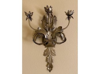 Lovely Set Of Gold Colored Metal Sconces - Large