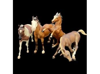 Set Of 4 Fabulous Horse Figurines! Brands Unknown. Made Of Thick Plastic Material