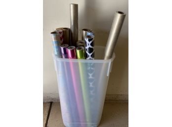 Storage Bucket Consisting Of All Occasional Wrapping Paper. Some Brand New!