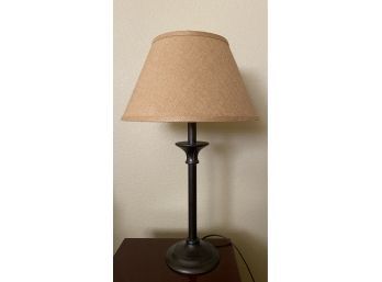 Table Lamp With A Burlap Brown Shade. It Works!