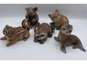 R.S.L Vintage Collection Of Figurines. Raccoon, Koala, Chipmunk, Fox, Otter